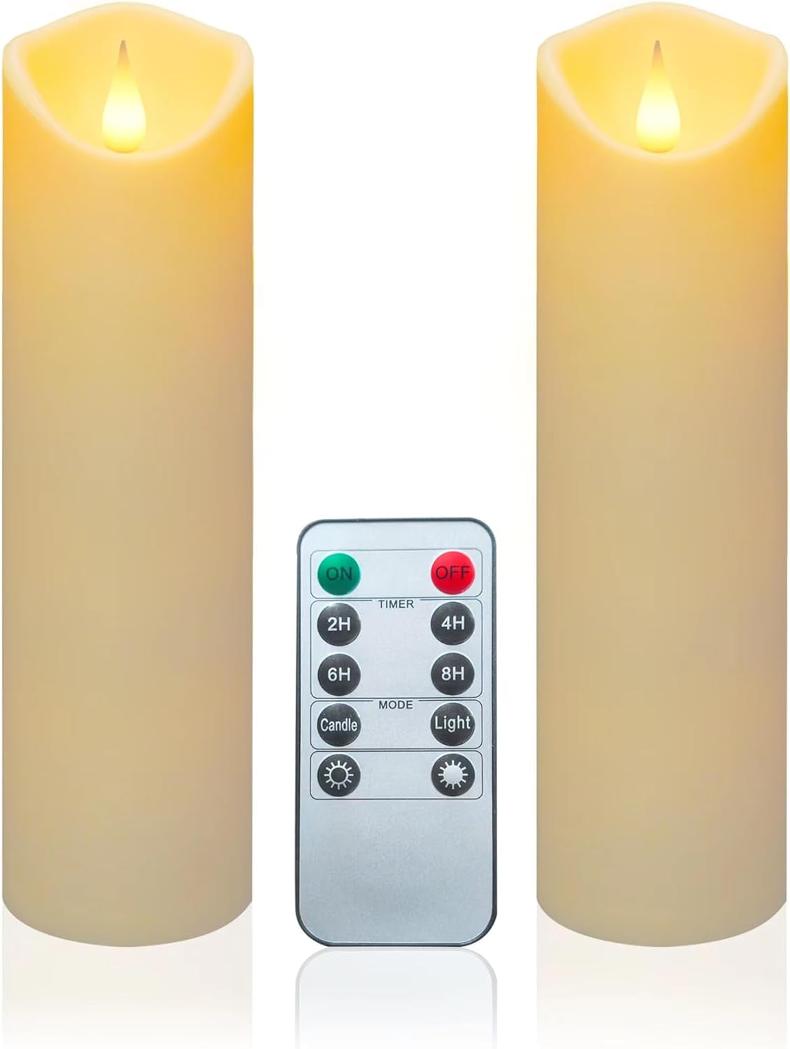 Flameless LED Candles with 10-Key Remote Timer, Indoor Battery Operated Electric Candles Heat Resistant for Home/Wedding/Holiday Exquisite Décor, Set of 2(D 2.2" X H 6")