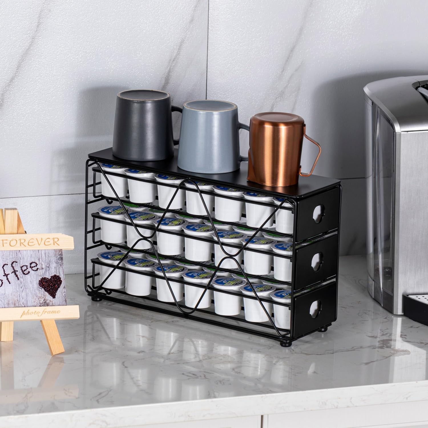 K Cup Holder 3 Tier Coffee Pod Holder for K Cup Organizer save Space Countertop Kitchen (42 Pods Capacity)