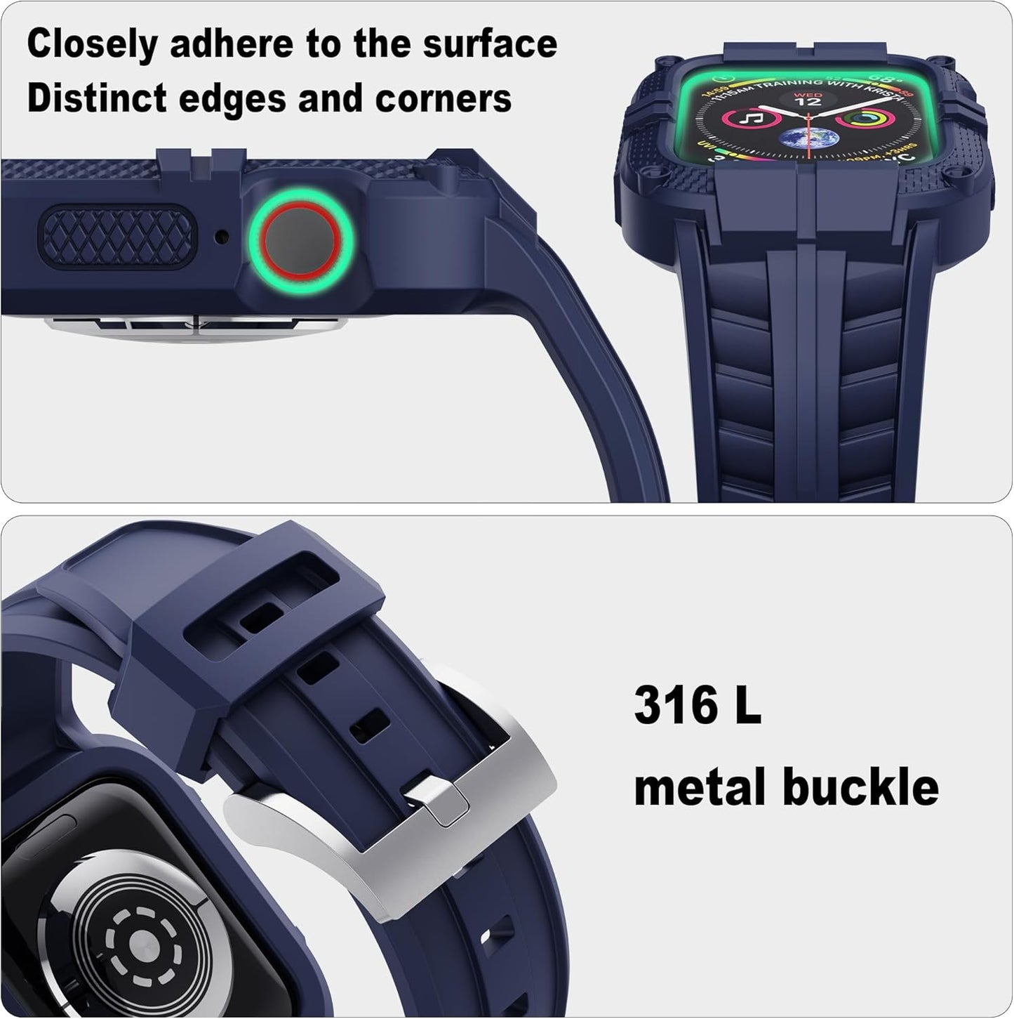 Rugged Watch Band Compatible with Apple Watch Series 9 Band for 41Mm 40Mm 38Mm SE 9/8/7/6/5/4/3 for Men Women (41Mm/40Mm/38Mm, Blue)