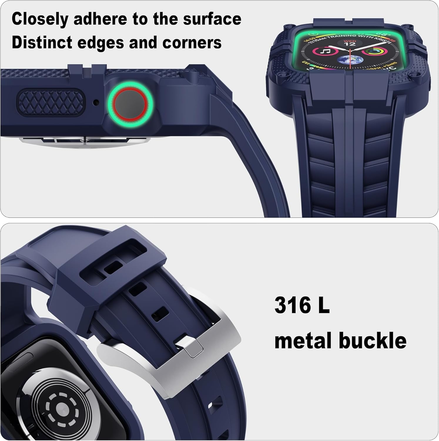 Rugged Watch Band Compatible with Apple Watch Series 9 Band for 41Mm 40Mm 38Mm SE 9/8/7/6/5/4/3 for Men Women (41Mm/40Mm/38Mm, Blue)
