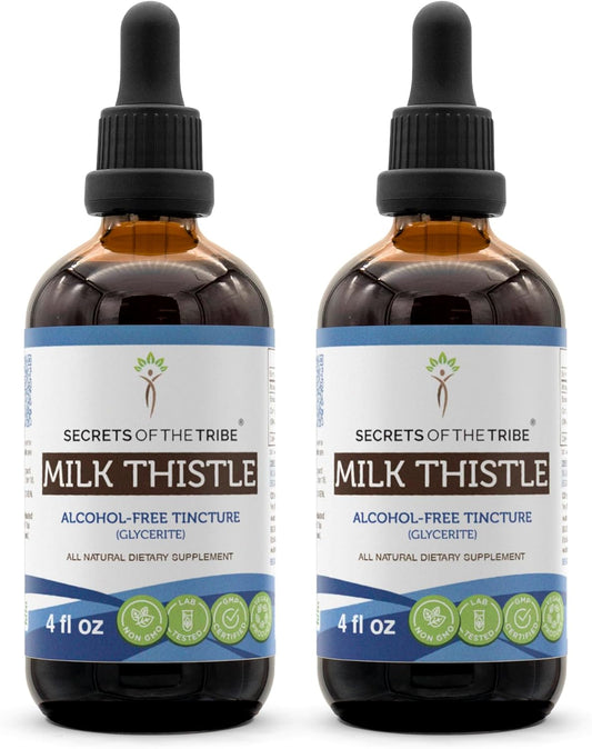 Milk Thistle Tincture Alcohol-Free Extract, High-Potency Herbal Drops, Tincture Made from Milk Thistle Silybum Marianum Liver Health 2X4 Oz TLBH