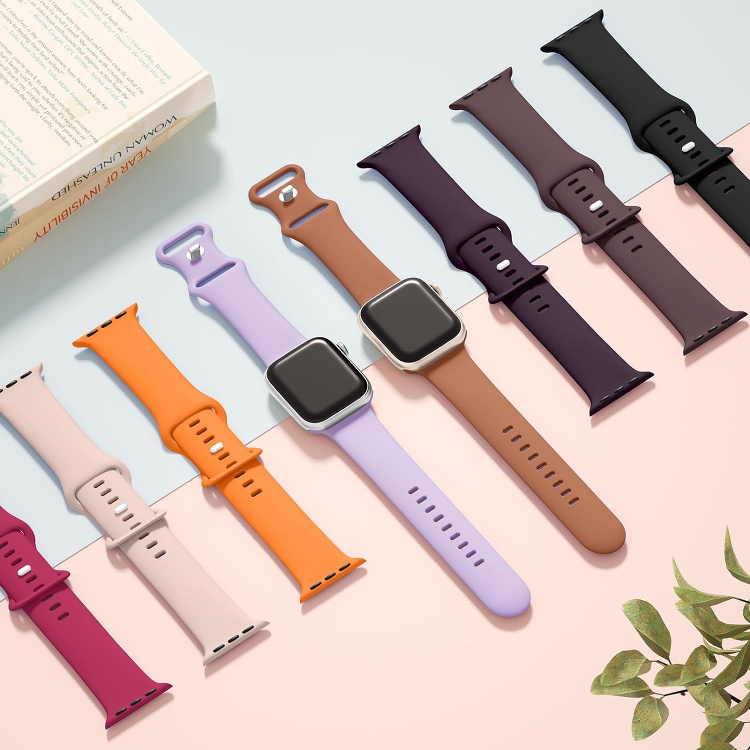 Sport Silicone Band Compatible with Apple Watch Bands 40Mm 38Mm 41Mm 44Mm 45Mm 42Mm 49Mm Women Men,Soft Wristband Waterproof Replacement Sport Strap for Iwatch Bands Series 9 8 7 6 5 4 3 2 1 SE Ultra