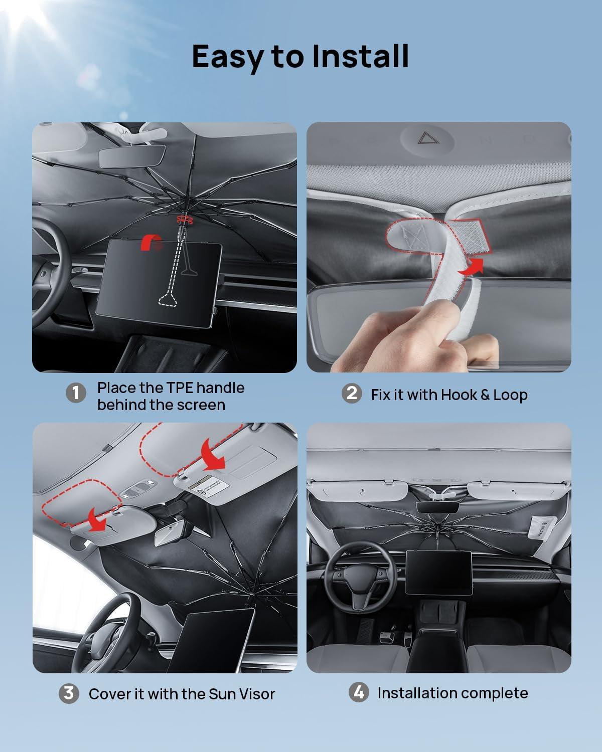 Reinforced Triple-Coated Windshield Sunshade Umbrella of the NASA Voyager-2 Mission Edition Designed for Tesla Model Y Model 3