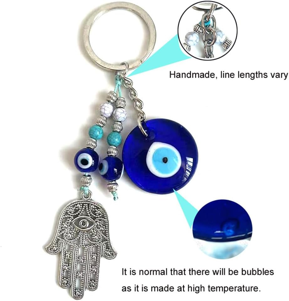 Turkish Evil Eye Keychain Handmade Alloy Keyring Good Luck Pendant Charms Home Decor Accessory