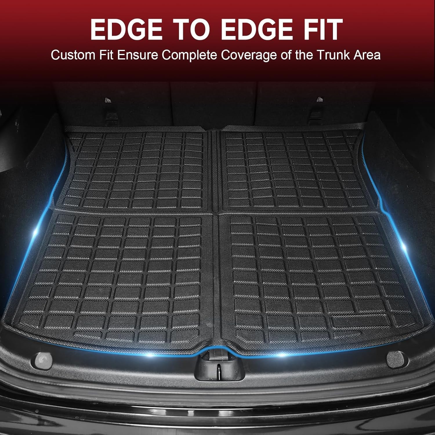 for Tesla Model Y Trunk Mat Cargo Mat 2020-2023 2024, for Tesla Model Y 5-Seater Accessories, All Weather TPE Cargo Trunk Liner, Heavy Duty Non Slip Trunk Protector Custom Fit for Model Y