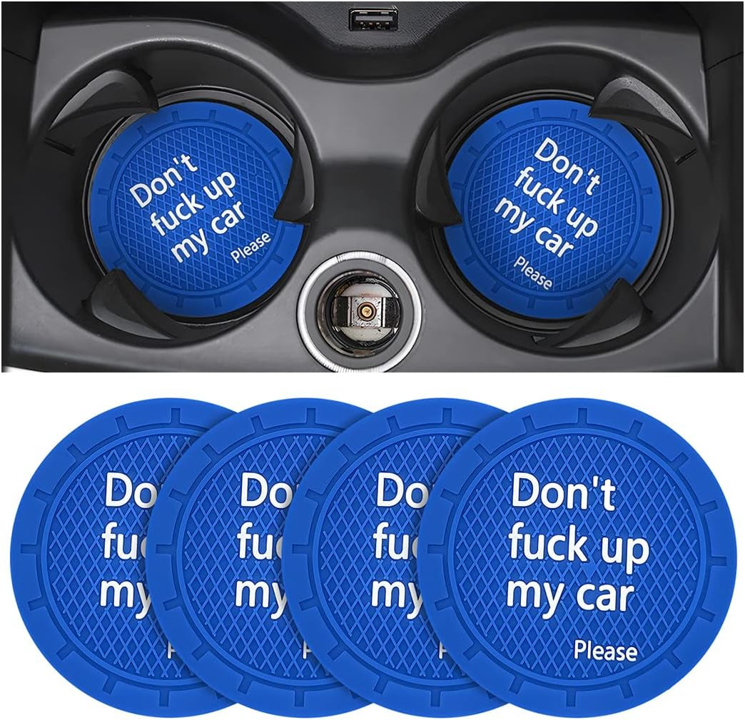 2 Pack Car Cup Holder Coasters, 2.75 Inch Non-Slip PVC Insert Cup Coaster, Anti-Scratch Auto Cup Mats for Women Men, Vehicle Interior Accessories Universal for Car, SUV, Truck (D Blue/2Pcs) TRUCK DRIVER
