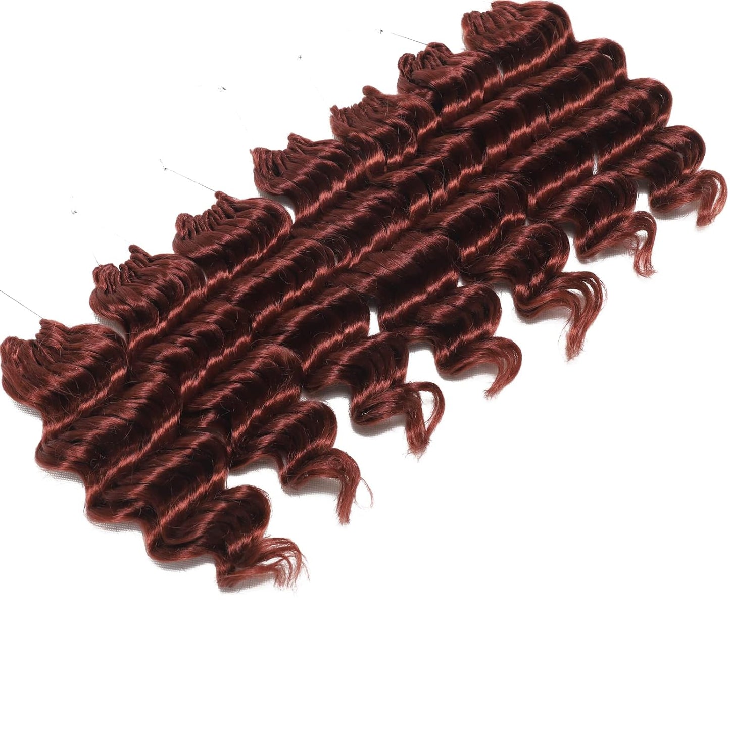 350# Ocean Wave Crochet Hair Pre Looped 9 Inch Ginger Curly Braiding Ocean Wave Hair 7 Packs Copper Red Deep Wave Short Wavy Ocean Wave Crochet Braids Hair Extensions for Women(9Inch (Pack of 7), 350)