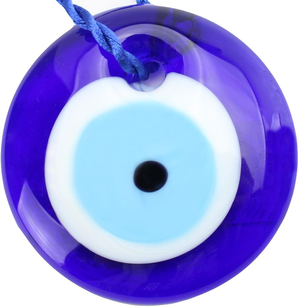 Large Size Turkish Blue Evil Eye (Nazar) ~ Blue Glass Evil Eye Amulet Charm Pendant for Protection Home Decor Idea (1 Pack)