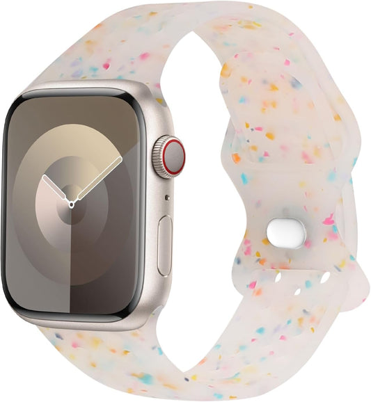 Sport Band Compatible with Apple Watch Band Ultra/Ultra2 49Mm/Series 10/9/8/7/6/5/4/3/2/1/SE 38/40/41/42/44/45/46Mm,Colorful Flakes Recycled Silicone Watchband Breathable Replacement Bands