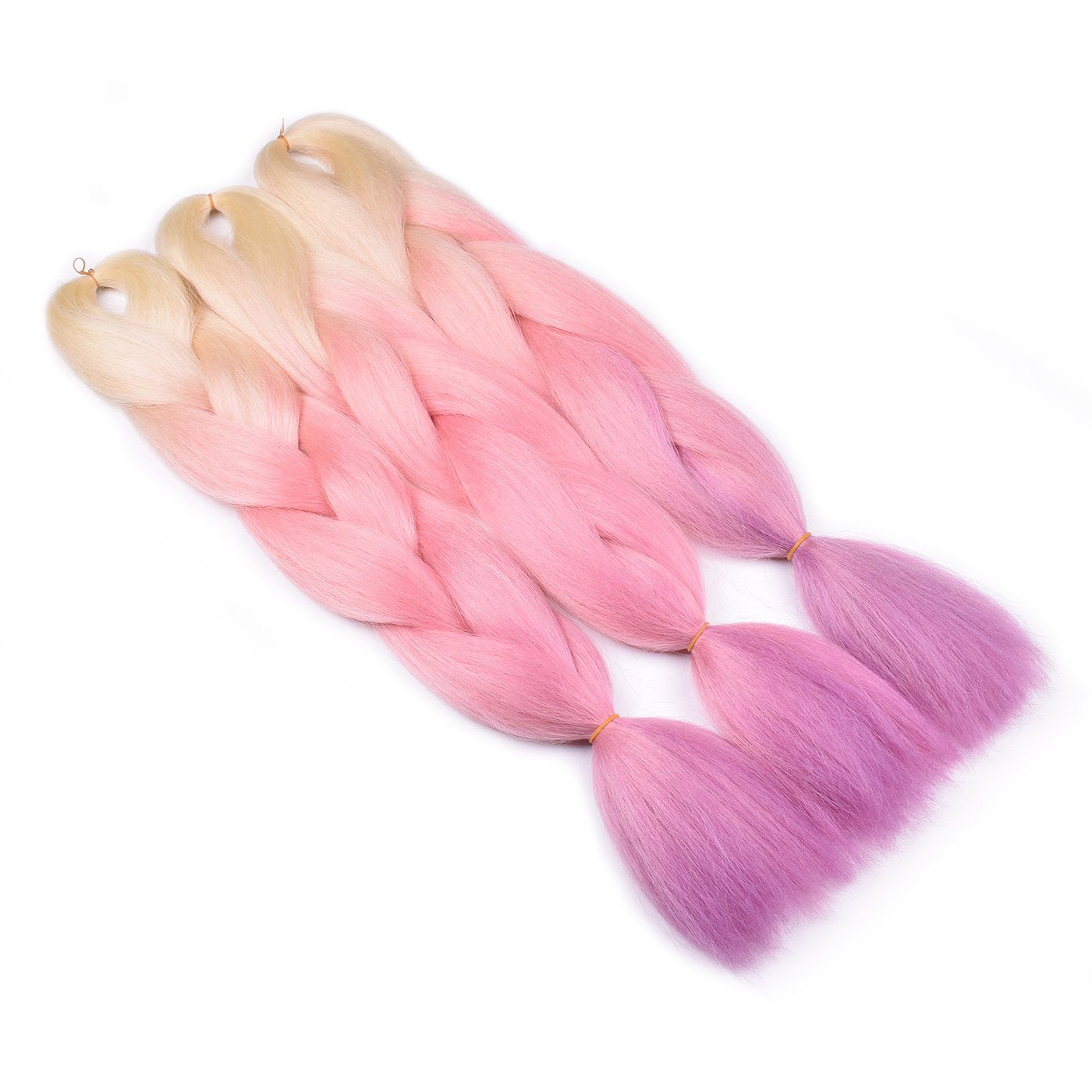 Blonde Braiding Hair Ombre Blonde Pink Purple Braiding Hair 3Pcs Ombre Synthetic Jumbo Braid Hair Extension for Braiding Twist Braids Kanekalon Hair 24 Inch Soft 100G/PC