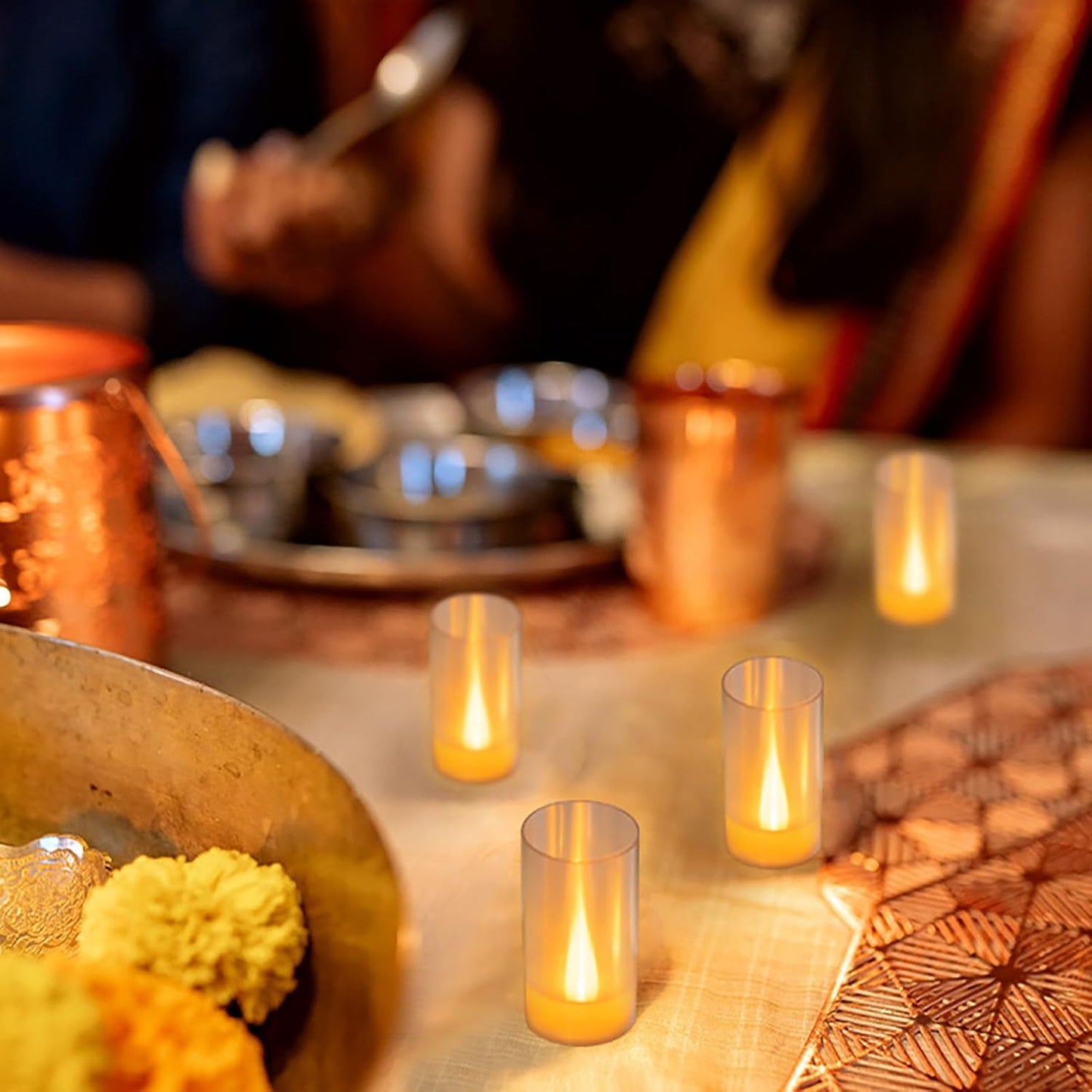 Flameless Candles, Battery Operated LED Pillar Candles, D1.5 X H3 Inch, Flickering Warm Yellow Long Flame-Effect Light, Romantic Electronic Fake Votive Candles, Set of 12 (Yellow)