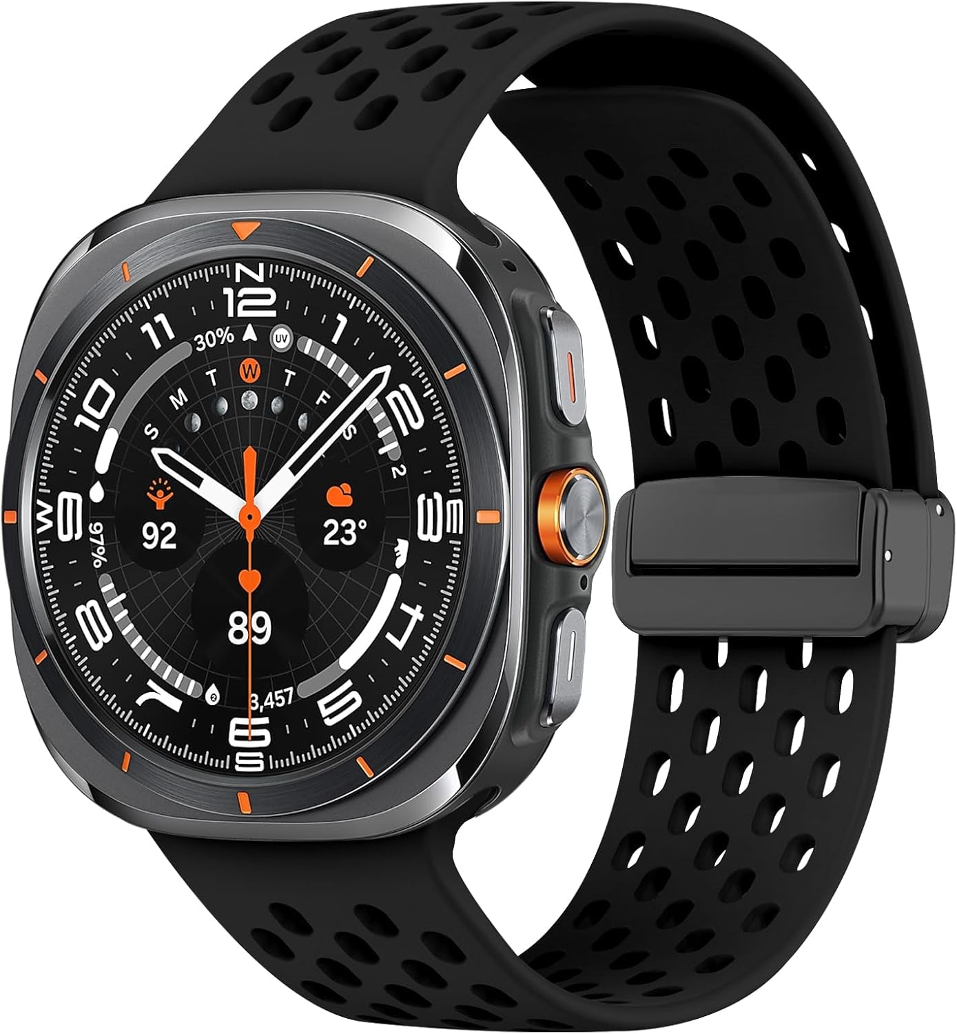 Magnetic anti Sweat Sport Band Compatible with Samsung Galaxy Watch Ultra 47Mm(2024), Waterproof Breathable Soft Silicone Bands for Men Women