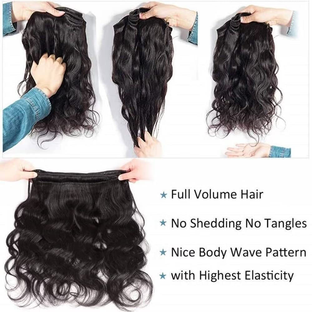 12A Human Hair Bundles Brazilian Body Wave Hair Bundles 18 20 22 24 Inch 100% Unprocessed Virgin Weave 4 Bundles Human Hair Body Wave Deals Natural Black