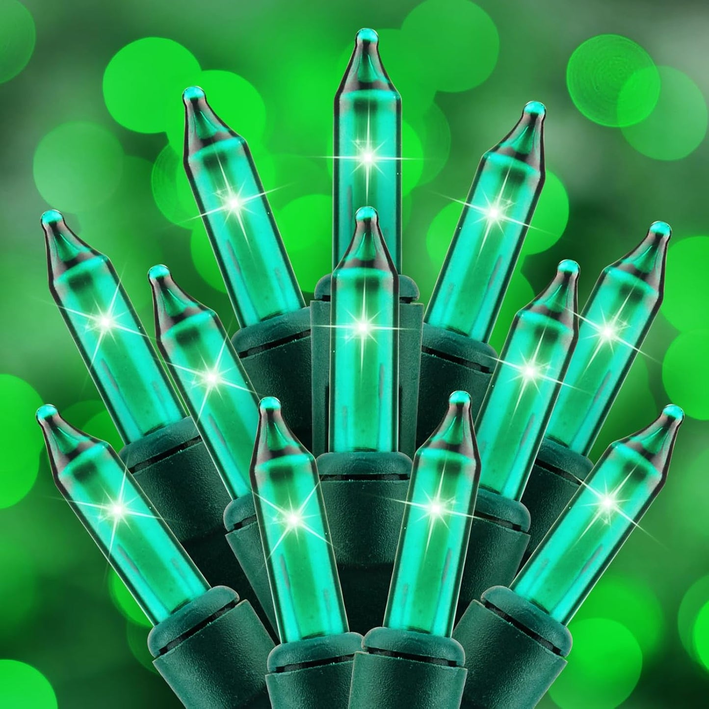 St. Patrick Mini String Lights, 50 Count 12 Feet Incandescent Bulb St Patrick Day Lights, Waterproof Green Lights for Indoor Xmas Tree Garland Birthday Wedding Party Festival Decoration, Green Wire