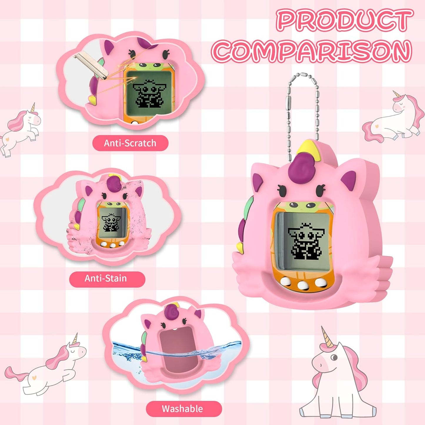 Compatible with Tamagotchi Nano Silicone Case, Cute Unicorn Pattern Protective Cover Case Suitable for Tamagotchi Nano Accessories for Kids ZOUSA