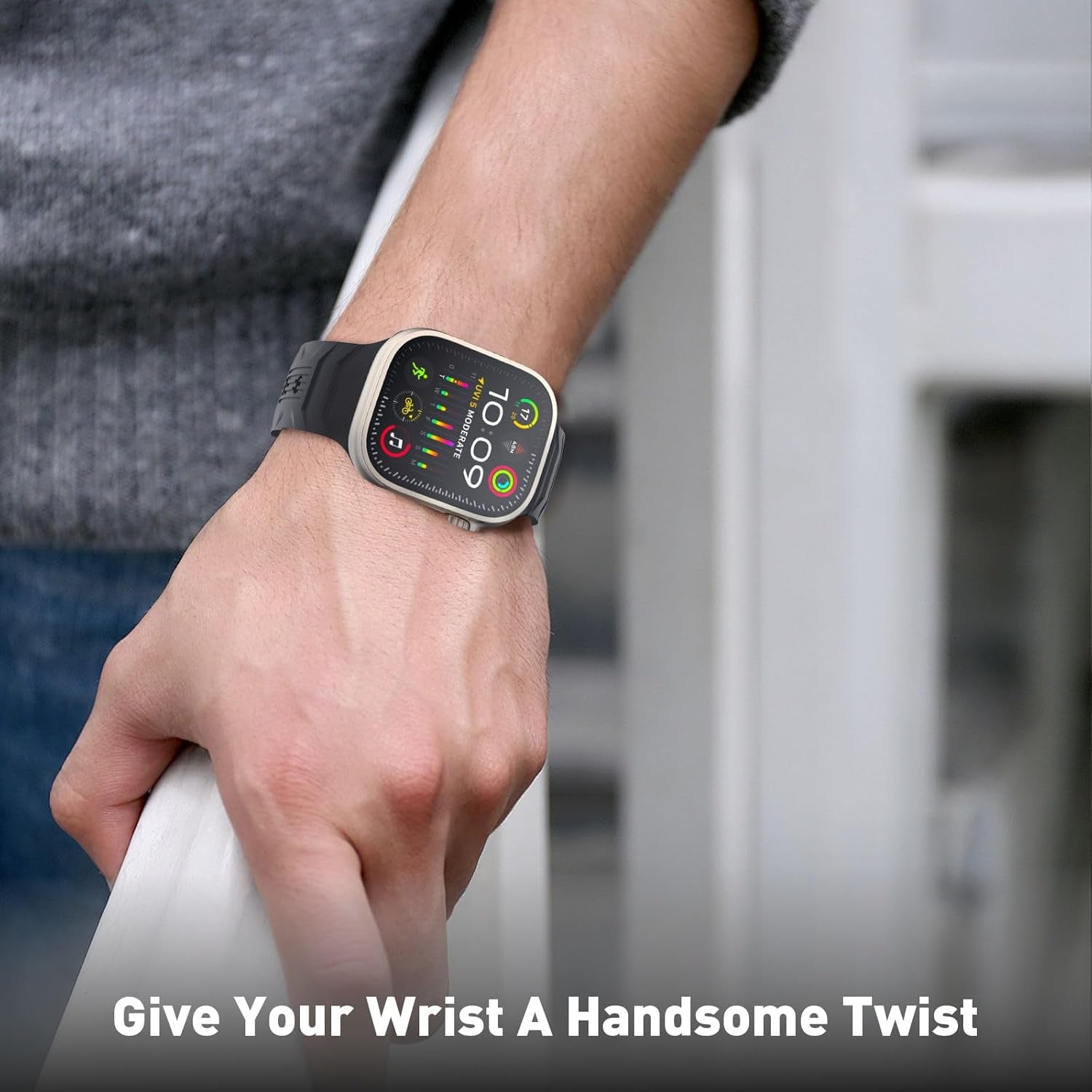 Watch Band Compatible with Apple Watch Series 9 8 7 6 5 4 3 2 1 SE Women Men,Fashion Linear Patterned Design Replacement Silicone Sport Wristband Strap