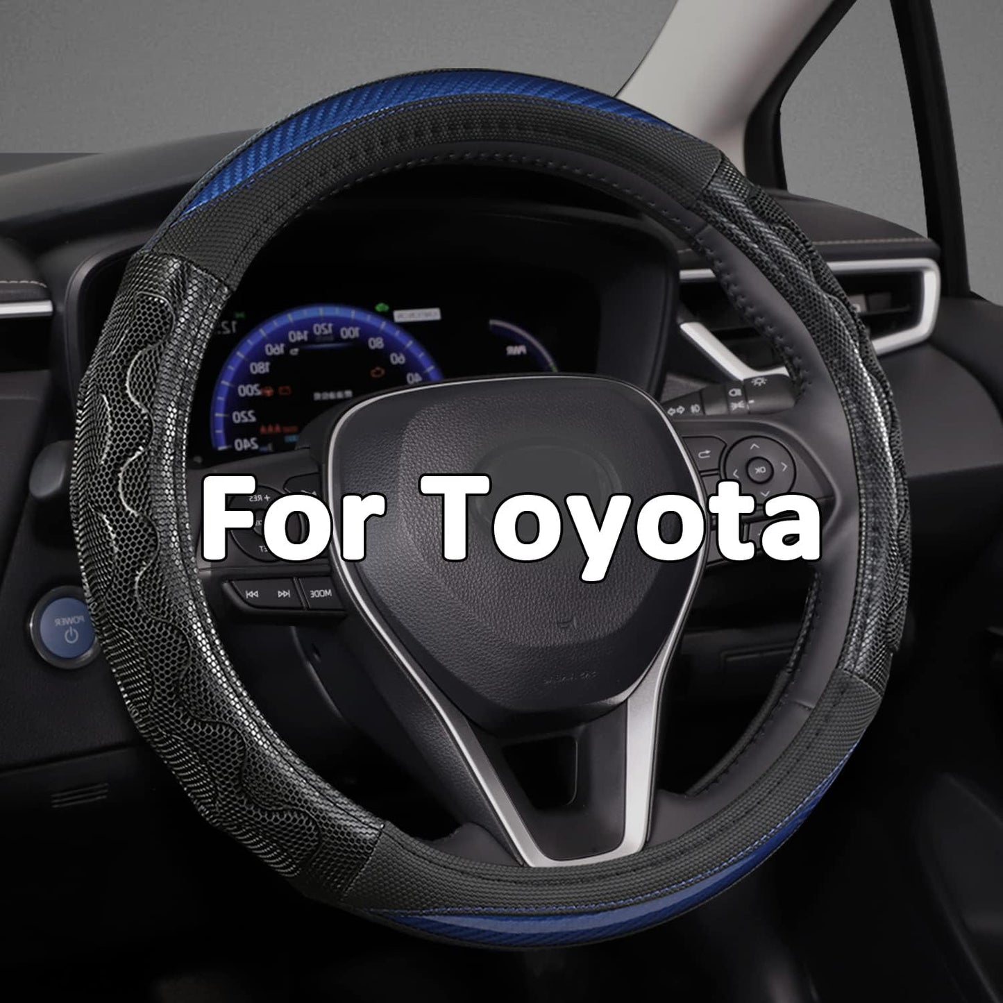 Steering Wheel Cover for Toyota, Auto Car Steering Wheel Cover for Toyota Highlander 4Runner Tacoma Corolla Camry - Black+Red Trim