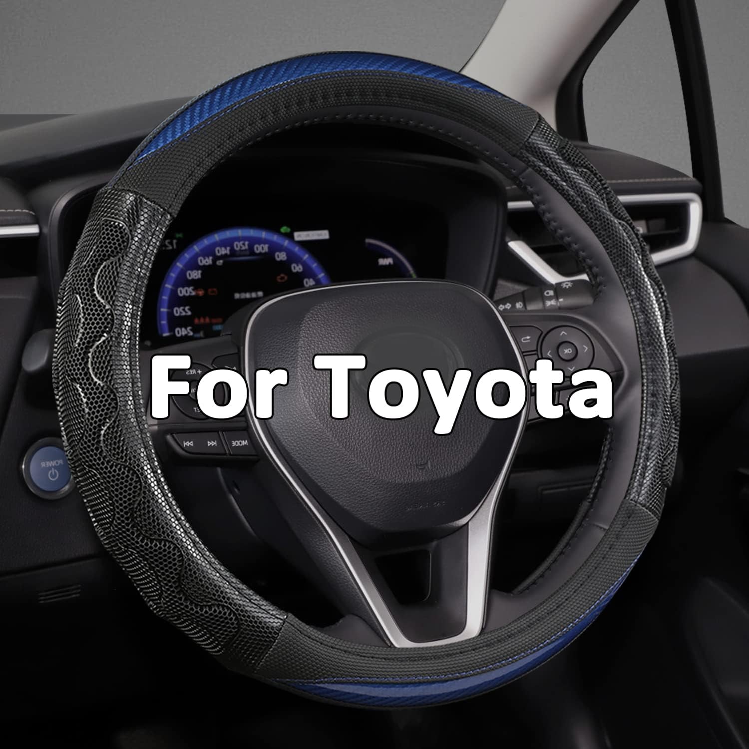 Steering Wheel Cover for Toyota, Auto Car Steering Wheel Cover for Toyota Highlander 4Runner Tacoma Corolla Camry - Black+Red Trim