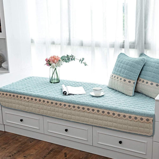 Bay Window Cushion Seat Indoor, Farmhouse Window Seat Cushions Indoor for Bedroom, Non Slip Pads/Bay Window Sill Bench Cushions, 27.55 X 59.05 Inches, Sky Blue