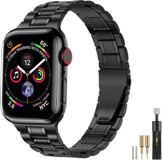 Stainless Steel Bands Compatible with Apple Watch Band 38Mm 40Mm 41Mm 42Mm 44Mm 45Mm Woman Men, Adjustable Metal Replacement Strap for Iwatch Apple Watch Series 9 8 7 6 5 4 3 2 1 SE