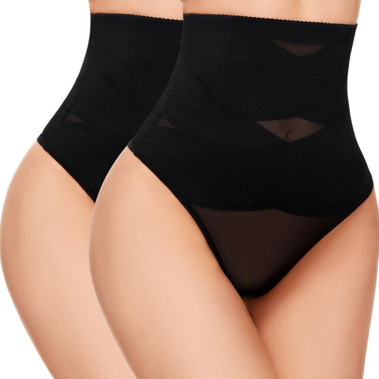 Thong Shapewear Tummy Control Underwear for Women High Waisted Stay-Put Body Shaper Girdle Targeted Compression
