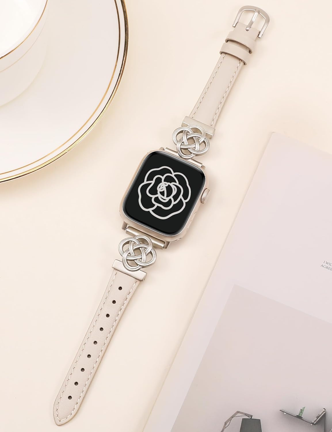 2 Packs Leather Band Compatible with Apple Watch Band Women 38/40/41/42/44/45/46/49Mm, Dressy Fancy Leather Strap for Iwatch Bands Series 10 9 8 7 6 5 4 3 2 1 SE Ultra