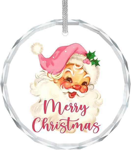 Pink Christmas Ornaments, Vintage Pink Santa Ornaments for Christmas Tree, Pink Ornaments for Christmas Tree, Pink Merry Christmas Decorations Hanging Ornament, for Women 290