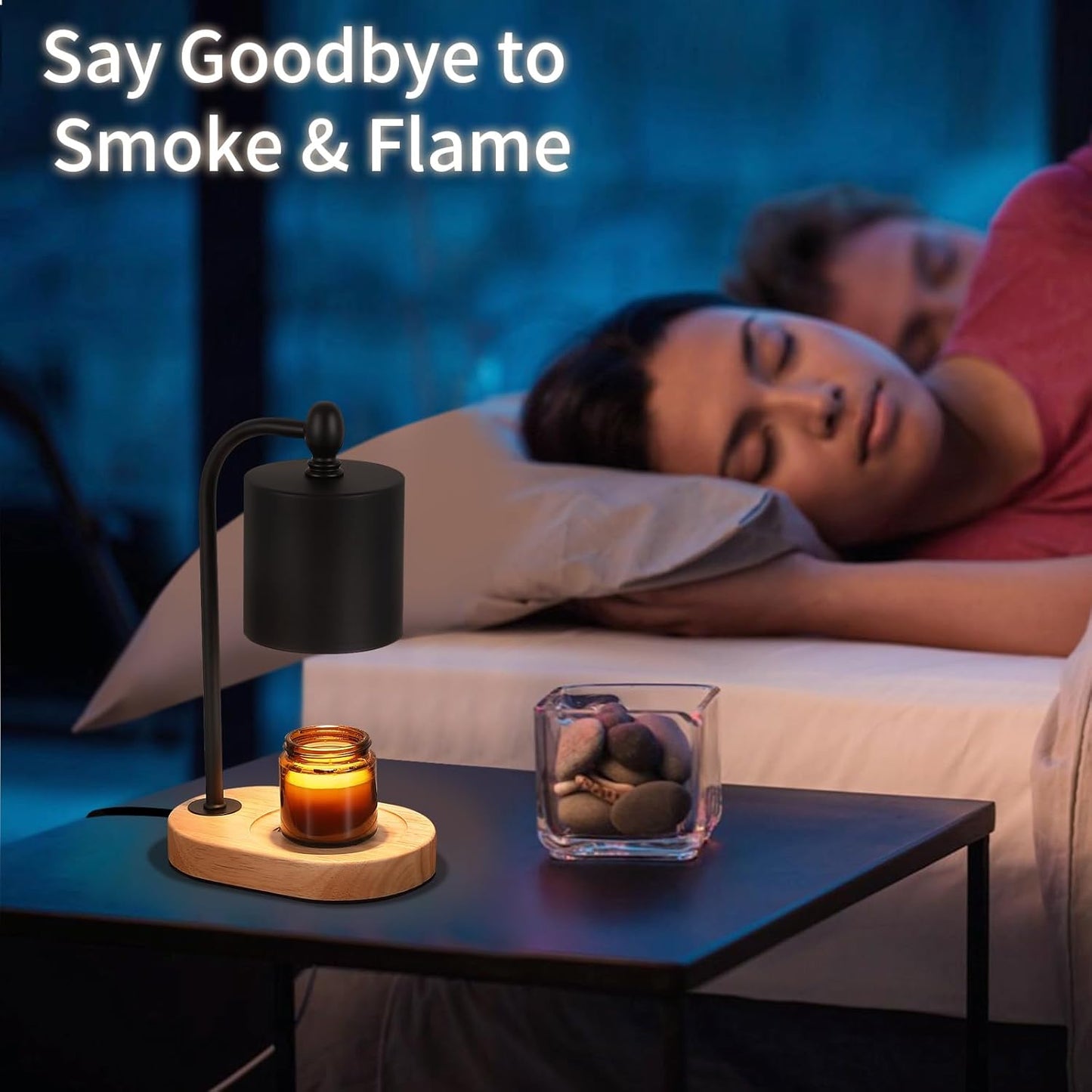 Candle Warmer Lamp with Dimmer and Timer,Black Electric Candle Wax Melt Warmer with 2 Bulbs Home Decor for Women Gifts New Home Jar Candles