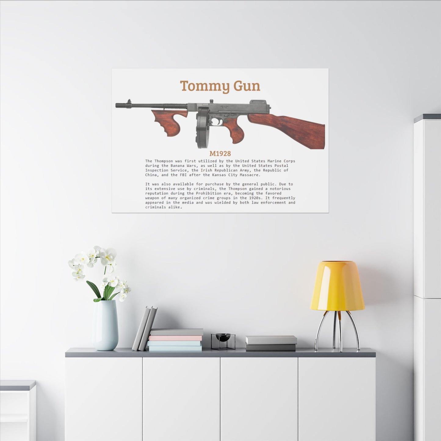 Thompson submachine gun TOMMY GUN M1928 Matte Canvas, Stretched, 0.75" (Multi-Size)
