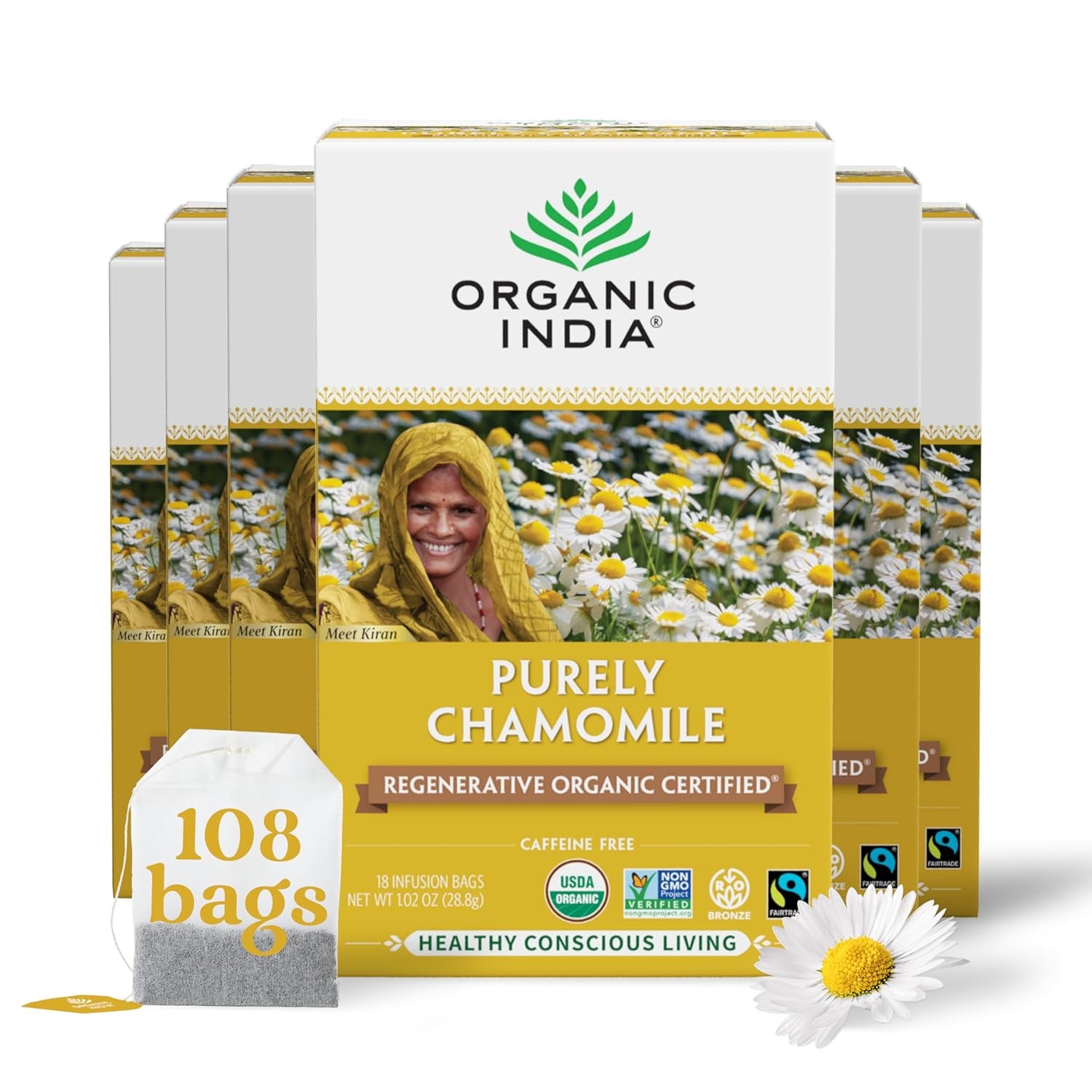 Tulsi Original Herbal Tea - Holy Basil and African Basil Calming and Stress Relief Tea, Immune Support, USDA Certified Organic, Non-Gmo, Caffeine-Free - 18 Infusion Bags, 6 Pack TLBH