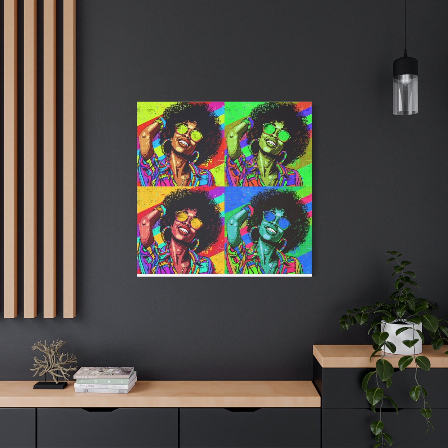 BLACK BEAUTY COLORFULL ANDY WARHOL STYLE Matte Canvas, Stretched, 1.25"