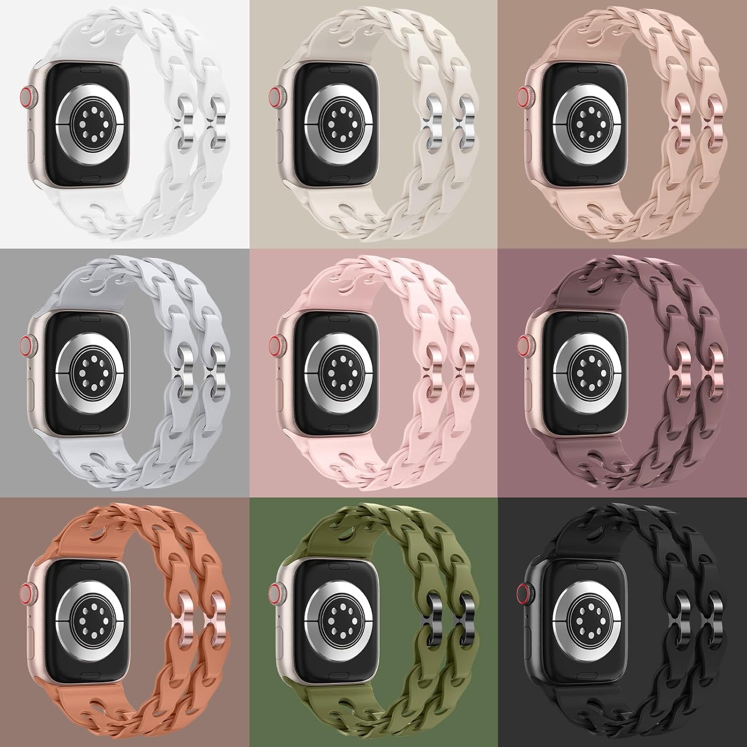 Bracelet Style Silicone Band Compatible with Apple Watch Band 40Mm 44Mm 41Mm 38Mm 45Mm 42Mm 49Mm for Women,Cute Breathable Strap Waterproof Sport Wristbands for Iwatch Series 9 SE 8 7 6 5 4 3 2 1