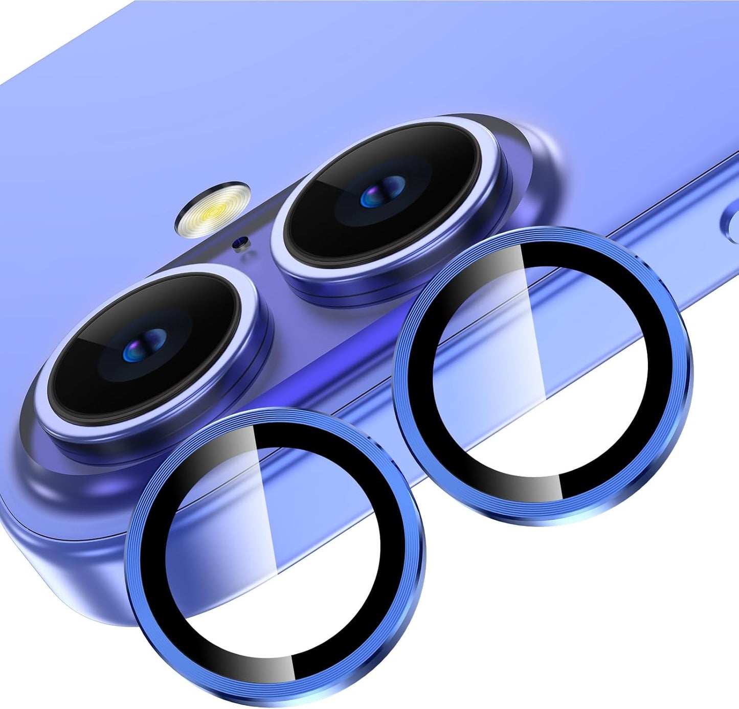 for Iphone 16 Plus/Iphone 16 Camera Lens Protector, Individual anti Scratch Metal Ring Tempered Glass Camera Screen Protector for Iphone 16 Accessories, Case Friendly (Teal)