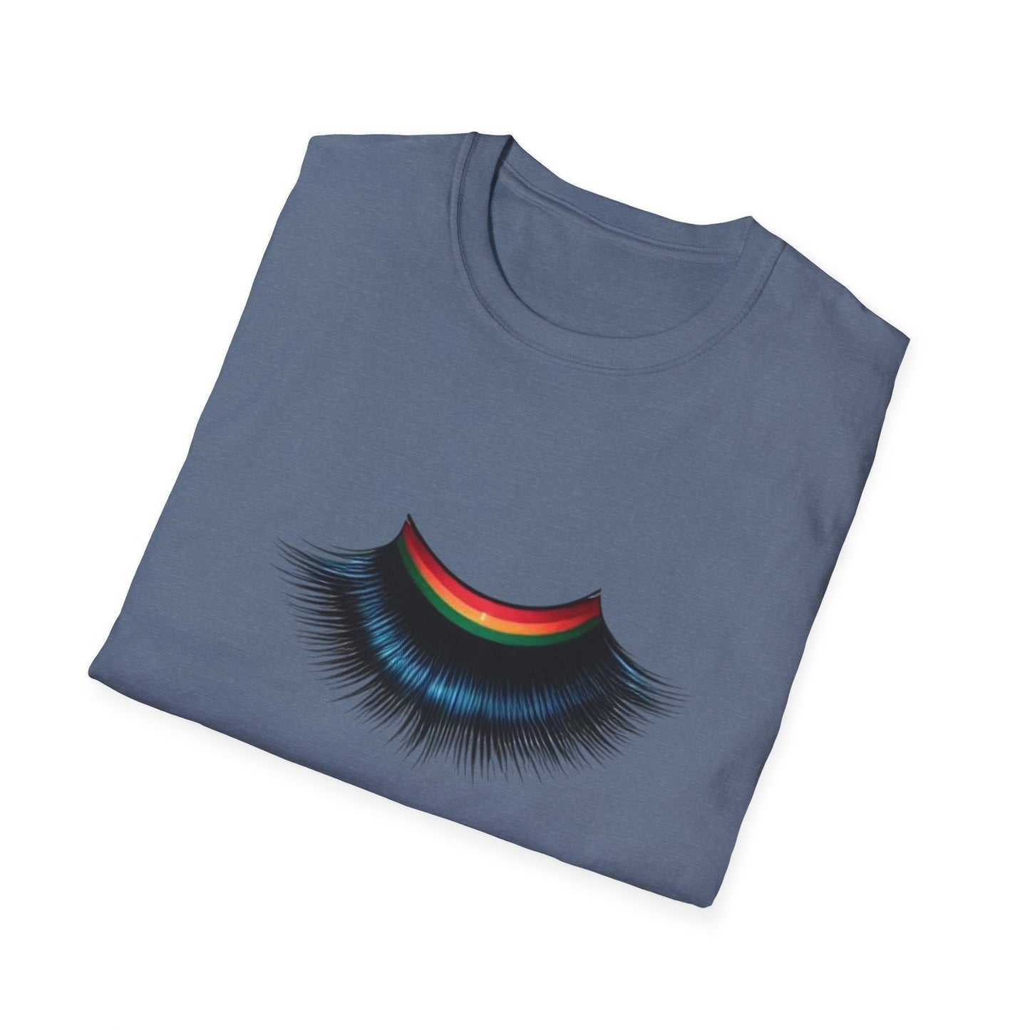 Cheerful Graphic Unisex Softstyle T-Shirt - Whimsical Gucci Inspired Eye Lashe Smile Design