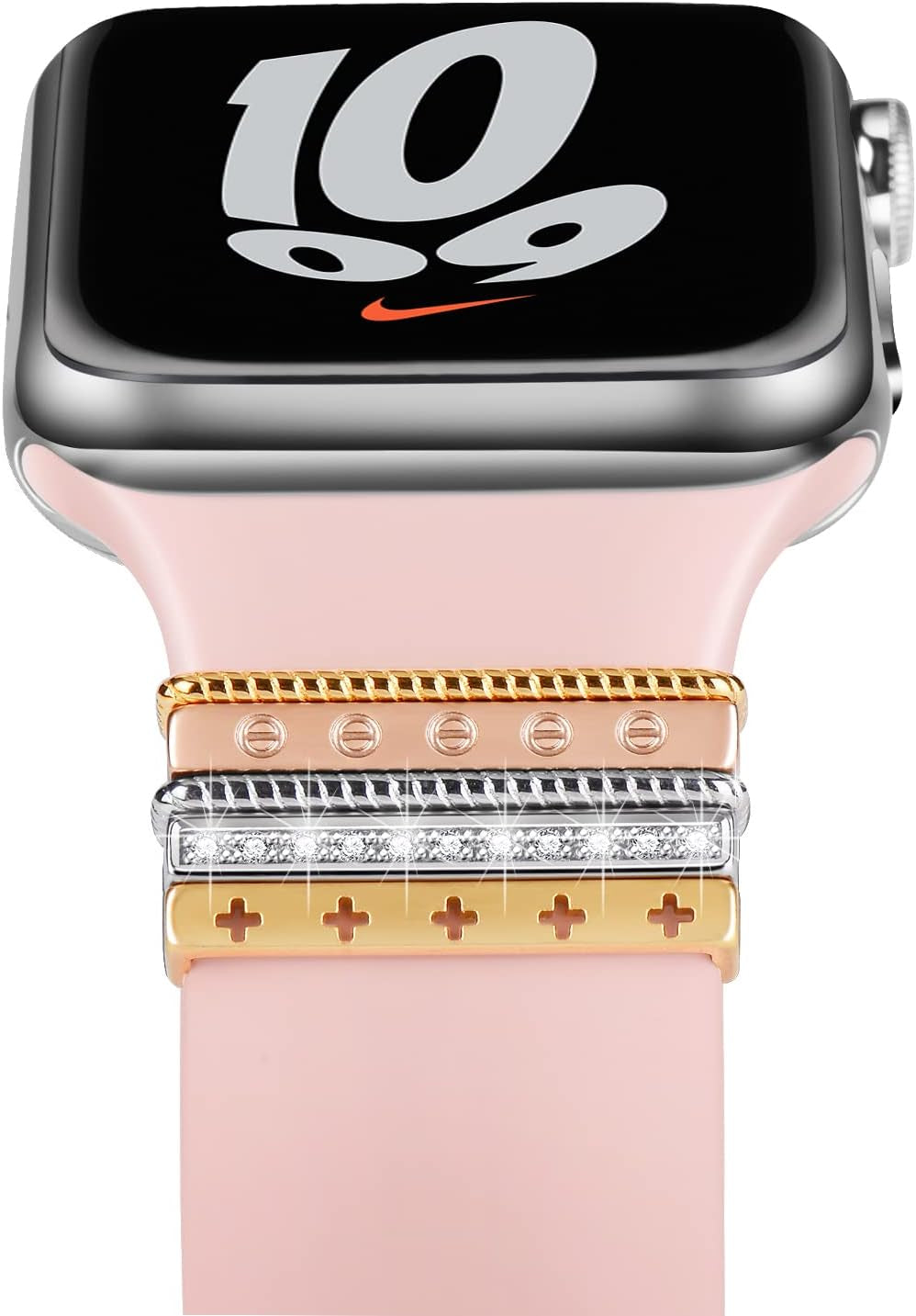 Decorative Rings Loops Compatible with Apple Watch Bands Charms Series 8/7 41Mm 45Mm/Series 6/SE2/SE/5/4 44Mm 40Mm/Series 3/2/1 42Mm 38Mm Watchband Decorative Charms Accessories (No Band)