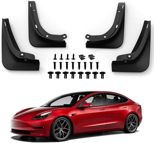 Mud Flaps for Tesla Model 3 2016-2023 No Drilling Required Splash Guards Model 3 Accessories All-Weather Protection Fenders (Pack of 4)
