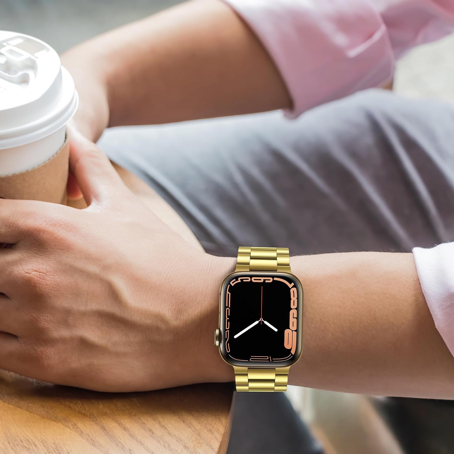 Band Compatible with Apple Watch Band 41Mm 40Mm 38Mm Premium Stainless Steel Metal Replacement Strap Compatible with Apple Watch SE Series 9 8 7 6 5 4 3 2 1 (Gold)