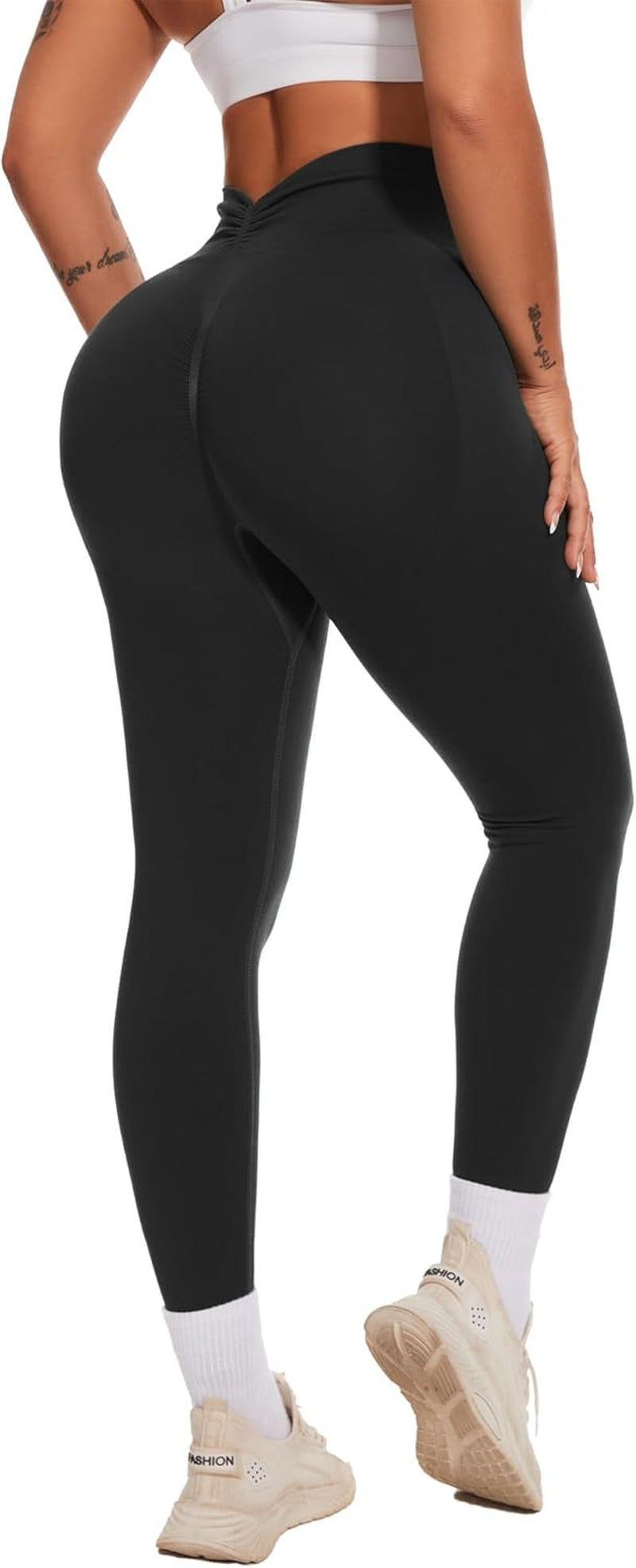 V Back Scrunch Butt Leggings for Women Butt Lifting Workout Leggings High Waisted Yoga Pants Booty Gym Tights