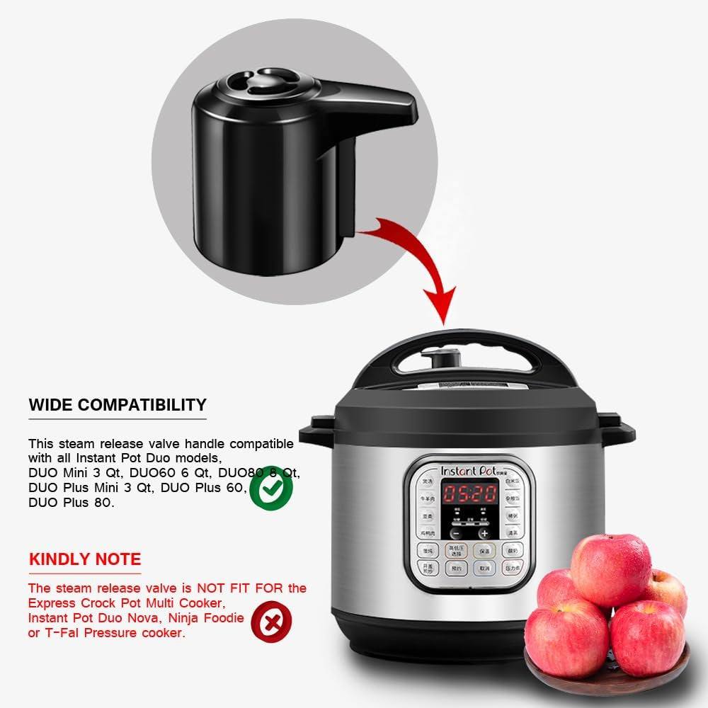 Steam Release Valve Handle Replacement for Instant Pot Duo/Duo plus 3, 5, 6 and 8 Quart, Mini 3 Qt, Duo50 5 Qt, Duo/Duo plus 60 6 Qt, and Duo/Duo plus 80 8 Qt