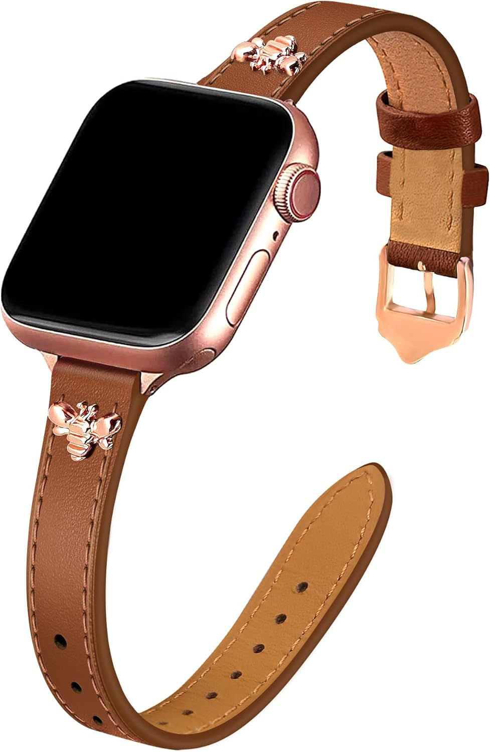 Elegant Slim Leather Bands Boho Beaded Watch Band Bundle Compatible with Apple Watch 38Mm 40Mm 41Mm 42Mm 44Mm 46Mm 45Mm 49Mm Women for Iwatch Series 10/9/8/7/6/5/4/3/2/1/Se/Ultra