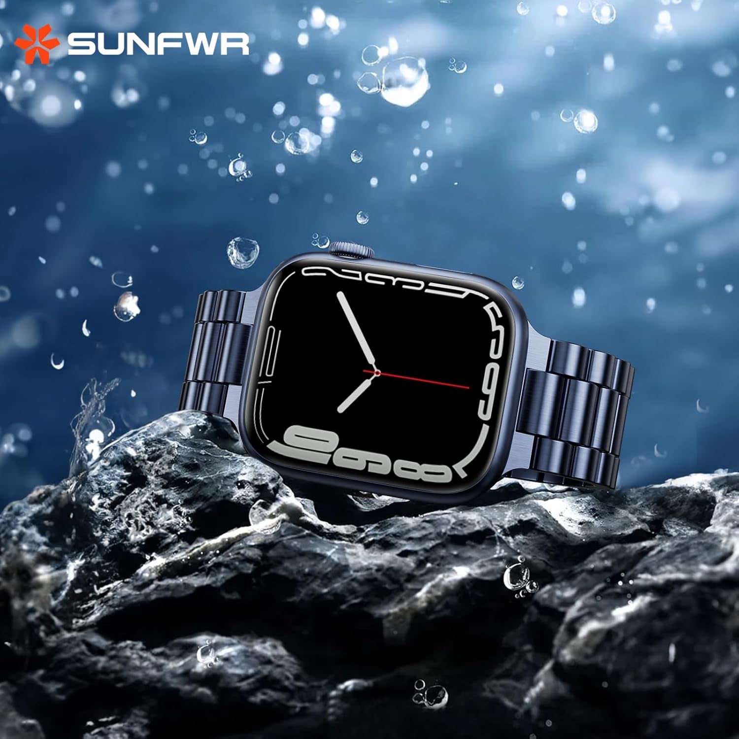 Compatible with Apple Watch Band 41Mm 40Mm 38Mm for Women Men, Stainless Steel Metal Iwatch Band with Case for Apple Watch Series 9/8/7/6/5/4/3/2/1/SE/SE2 (Dark Blue, 38Mm/40Mm/41Mm)