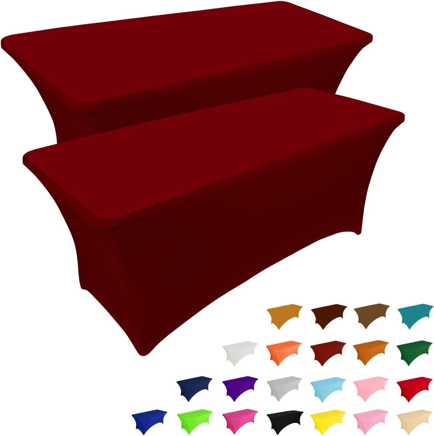 2 Pack 6FT Table Cloth for Rectangular Fitted Events Stretch Black Table Covers Washable Table Cover Spandex Tablecloth Table Protector for Party, Wedding, Cocktail, Banquet, Festival