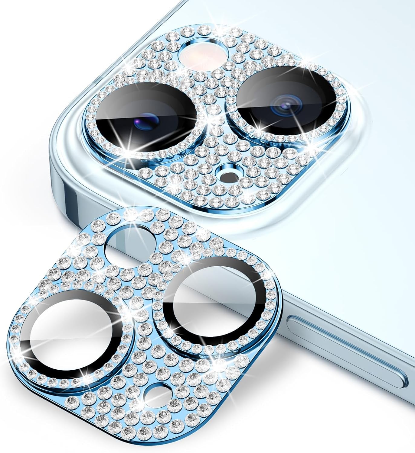 Compatible for Iphone 16 plus & 16 Camera Lens Protector, Bling Glitter Metal Cover Glass Lens Screen Protective Accessories for Iphone 16 Plus