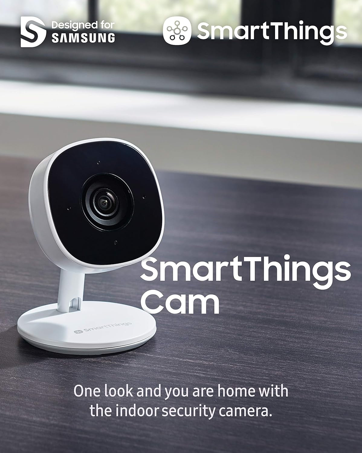 Smartthings Indoor Security Camera (GP-U999COVLBDA), 1080P HD Video with HDR, Night Vision, Advanced Motion Detection, and Two-Way Audio – Black/White