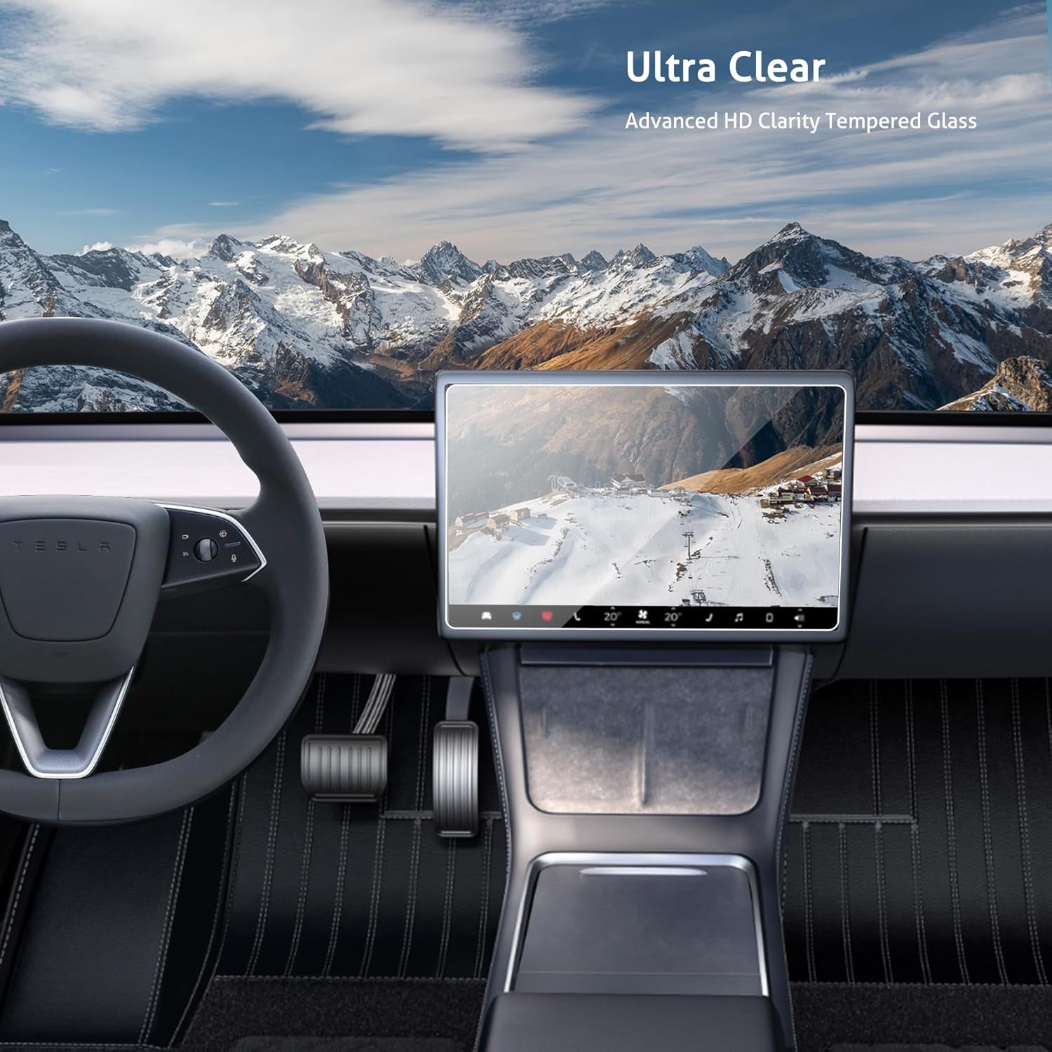 Tempered Glass Screen Protector for Tesla Model 3 2024 Highland Refresh Center Console Dashboard Touchscreen [15.4 Inch] with Auto Alignment Tool + Armrest Box Screen Protector [8 Inch]