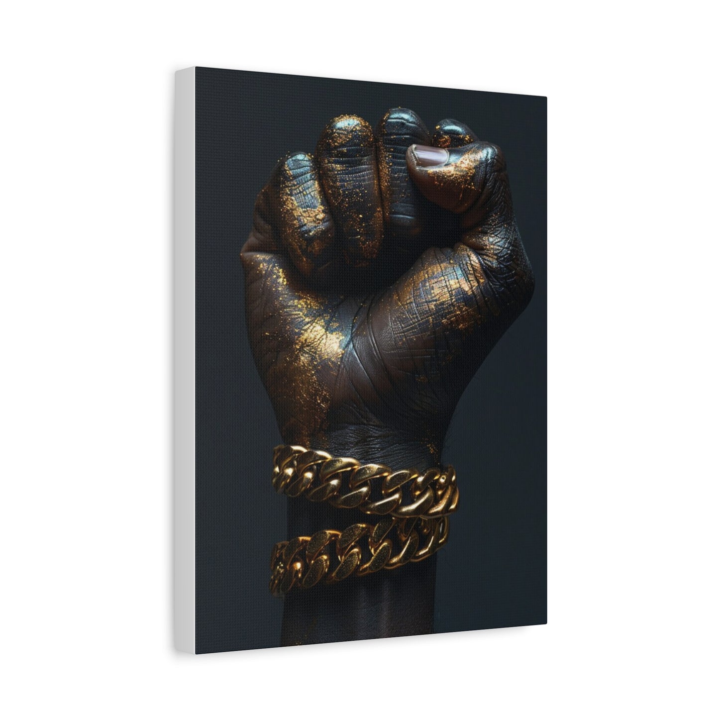 Black And Gold Power Black Man Fist Matte Canvas, Stretched, 1.25"