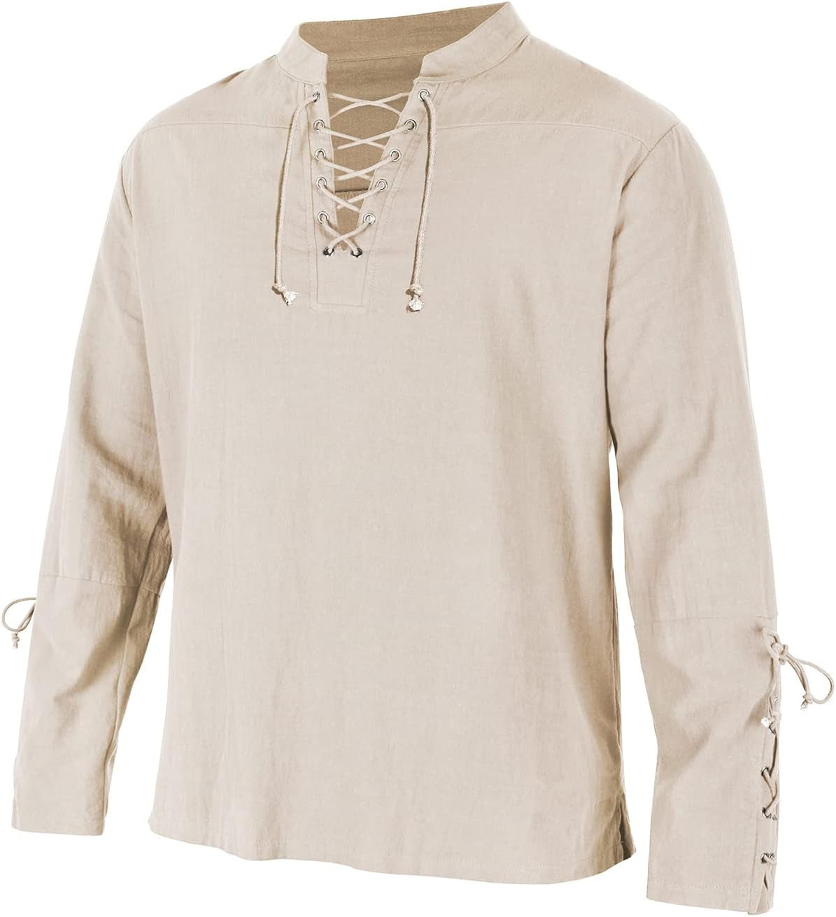 Men'S Pirate Shirt Medieval Renaissance Steampunk Retro Long Sleeve Lace up T Shirt Viking Gothic Halloween Costume Top