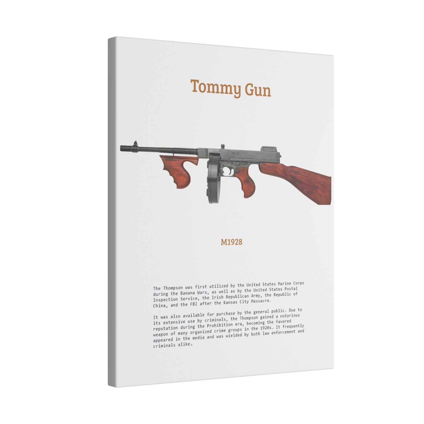 Thompson submachine gun TOMMY GUN M1928 Matte Canvas, Stretched, 0.75" (Multi-Size)