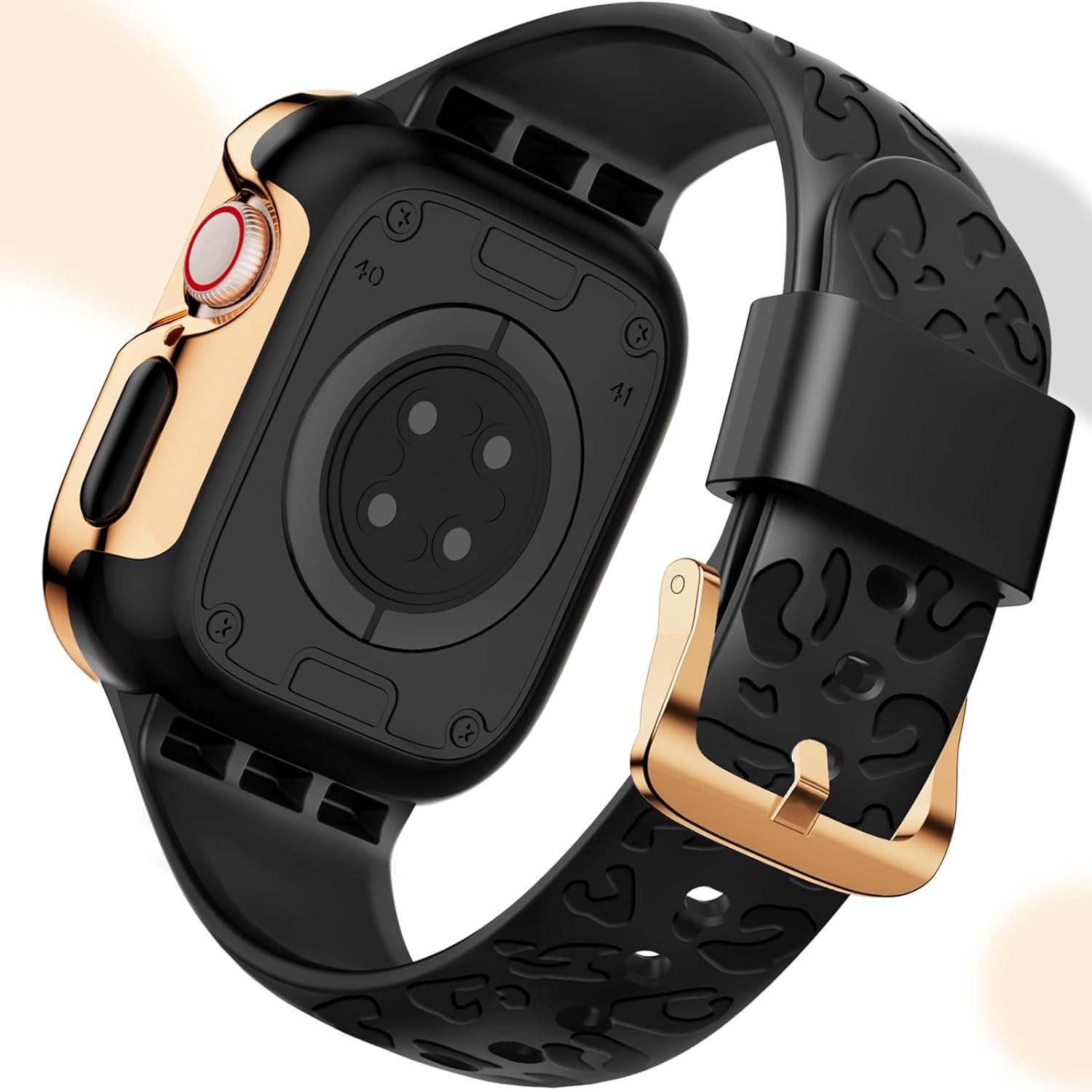 Compatible for Apple Watch Bands 40Mm with Bumper, Bling Glitter Women Silicone Soft Comfortable Strap for Iwatch SE Ultra Series 10 9 8 7 6 5 4 3 2 1