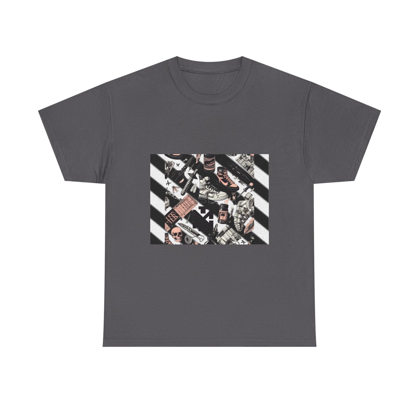 Graphic Unisex Heavy Cotton Tee - Urban Streetwear Vibe Off-White Inspired